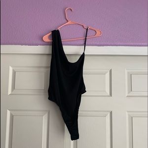New Missguided Black One Shoulder Bodysuit